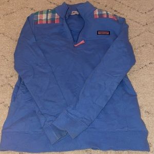 Vineyard Vines Blue and Plaid Quarter Zip